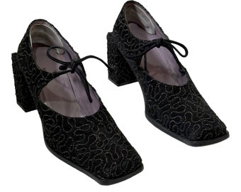 Vintage 00s Black Heeled Shoes (Size UK 4.5 EU 37.5 US 7)