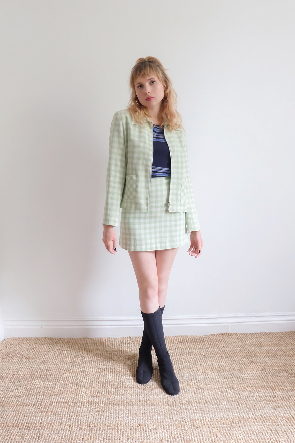 Vintage 00er Grün Karierte Karierte RockAnzug | Etsy