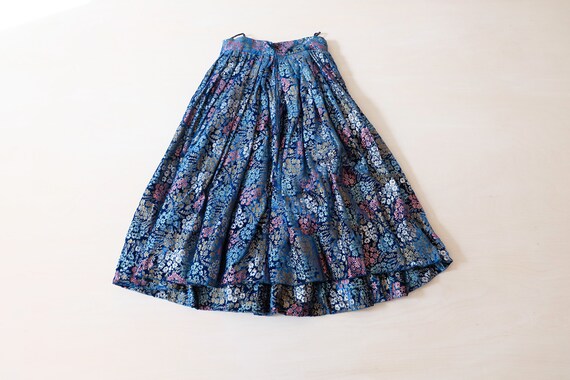 Vintage 50s 60s Blue Velvet A-line Skirt