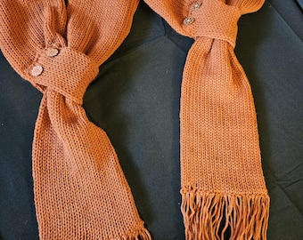 Handmade Knitted Button Scarf