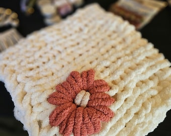 Hand Knitted Chenille Chunky Baby Blanket