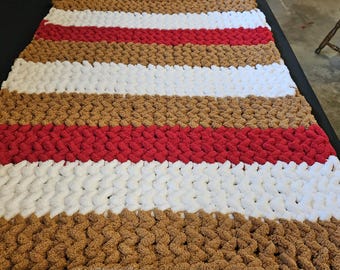 Hand Knitted Chenille Chunky Blanket Cozy Throw