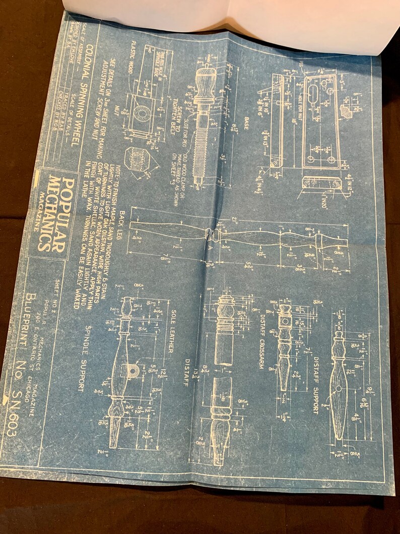 Colonial Spinning Wheel Blueprints Etsy