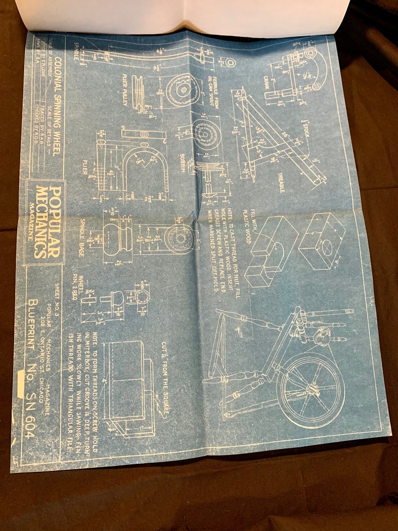 Colonial Spinning Wheel Blueprints Etsy
