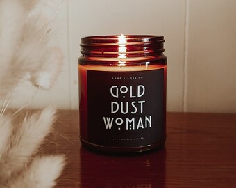 Gold Dust Woman Scented Candle | Stevie Nicks Candle | Witchy Candle | Amber Jar Candle | Classic Rock | Fleetwood Mac | Coconut Soy Candle