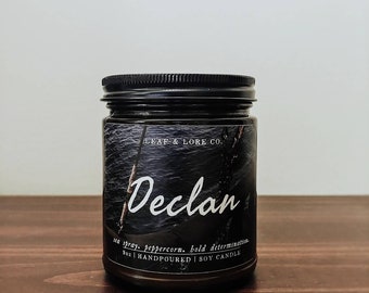 Declan Soy Scented Candle | Wood Wick Candle | Writer Gift | Handmade Candle | Hand Poured | Booklover Gift
