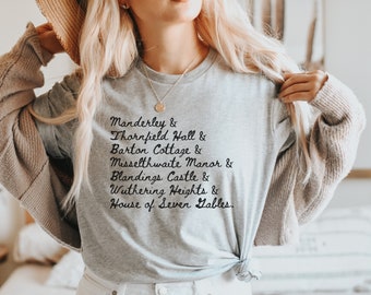 Classic Novels T-Shirt | Bookish Gifts | Gifts for Her | Book Lover Gifts | Bookish Shirt | Literary Gifts | Austen | Bookworm Gift