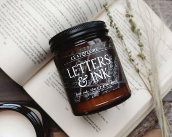 LETTERS & INK Soy Scented Candle | Bookish Candles | Wood Wick Candle | Gifts for Writers | Handmade Candle | Booklover Gift | Literary Gift