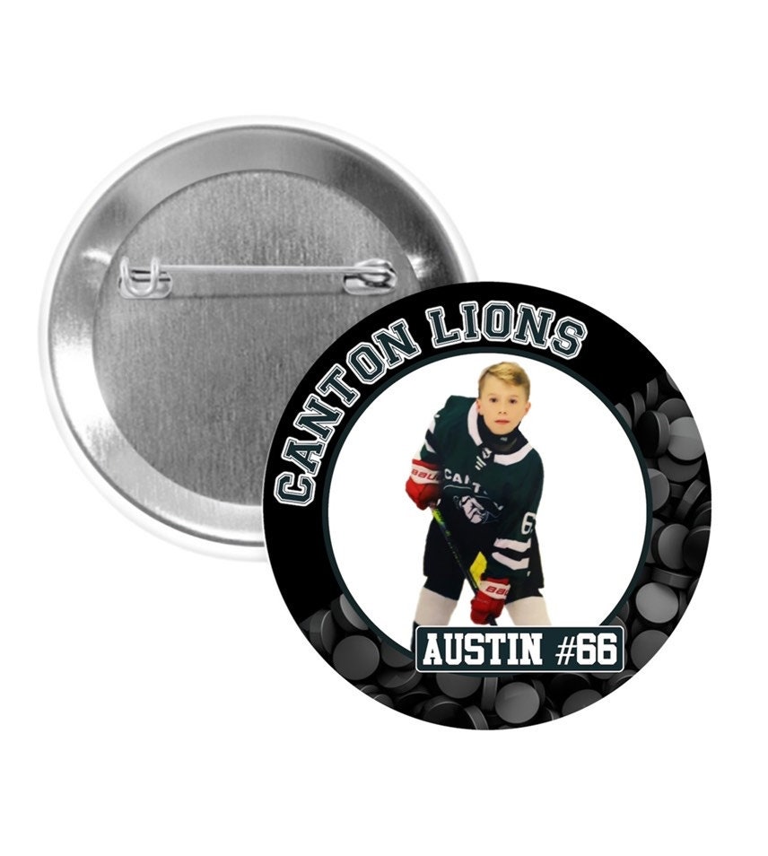  Ice Hockey Player Buttons Pins Kit Design Your Own Personalized  Badges With Pins : Sports & Outdoors