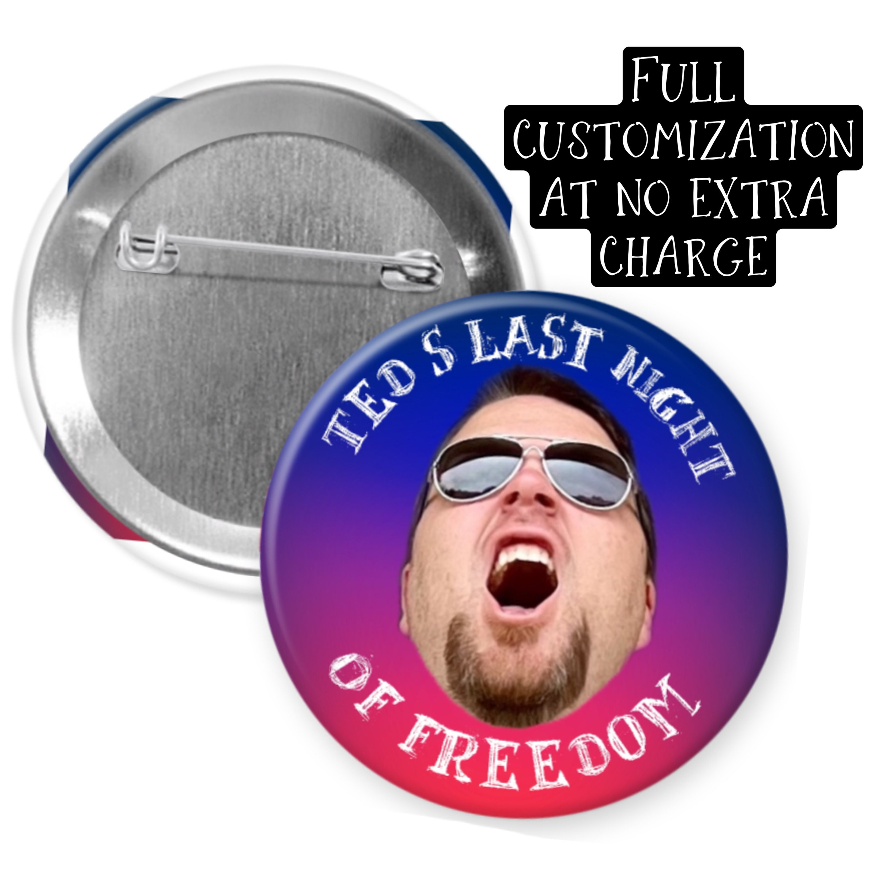 Floating Head Button Face Pins 2.25 or 3 Round Pinback Etsy