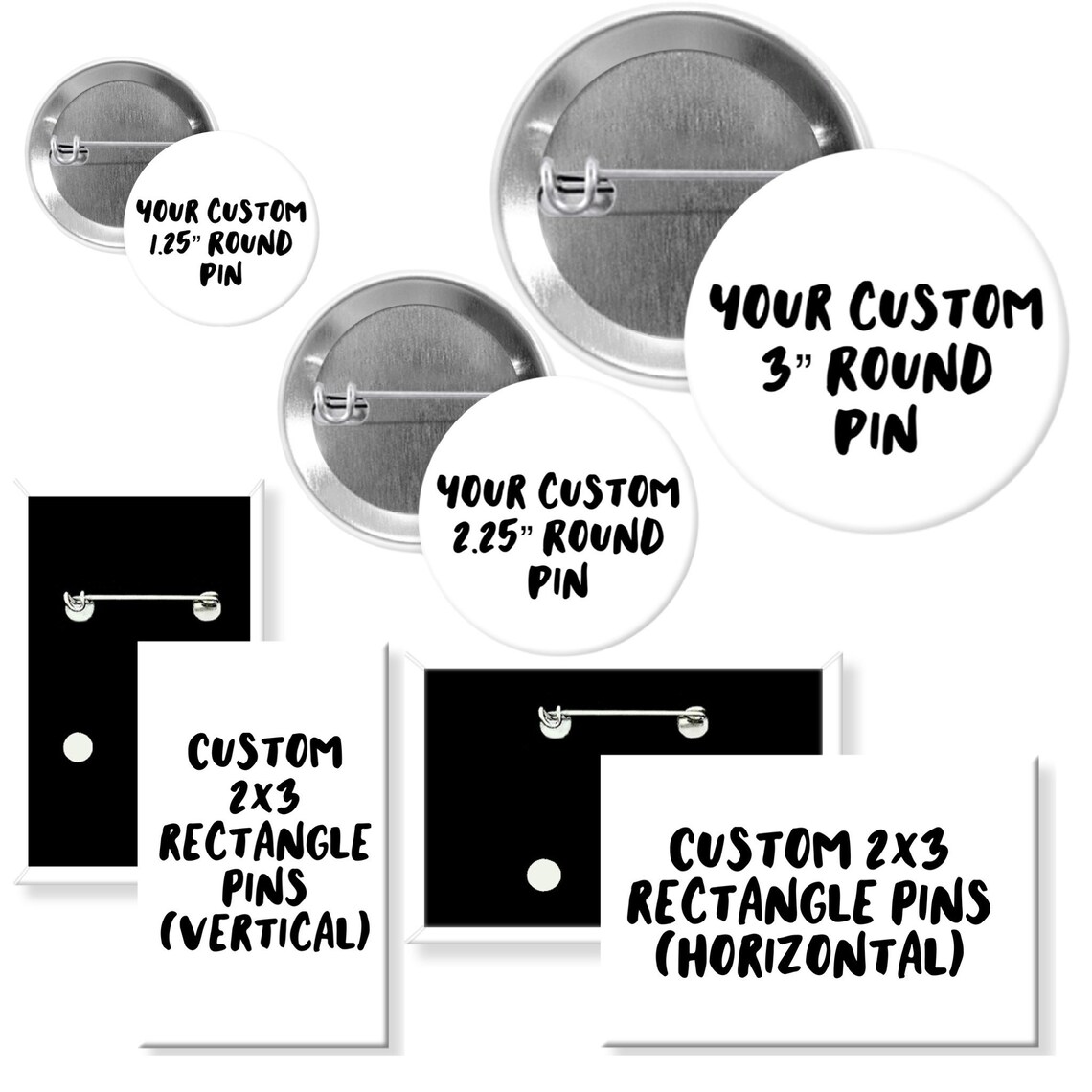 Custom Pin Buttons Personalized Pins Five Sizes Company Etsy