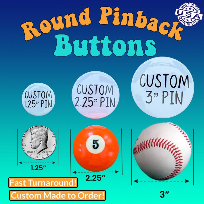 Pin Button Oversized Text Personalized Pin Buttons. Fully Customizable at No Additional Cost! - Etsy