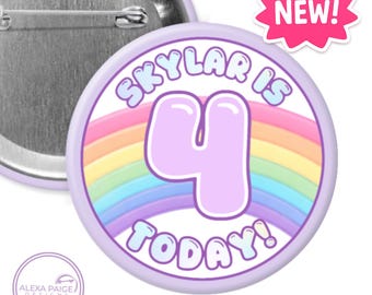 Birthday custom buttons for children - size 2.25” or 3” round