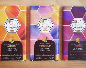 Bean-to-Bar Tasting Set of 3 Craft Chocolate Bars 3 x 100g