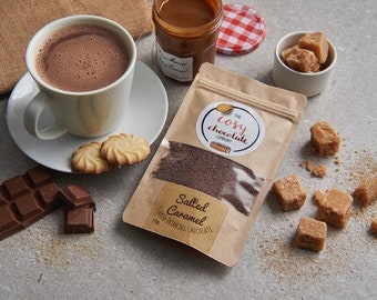 Salted Caramel Flaked Drinking Chocolate - Foodie Gift - Gourmet Chocolate - Salted Caramel - Hot Chocolate - Birthday Gift - Vegan Friendly