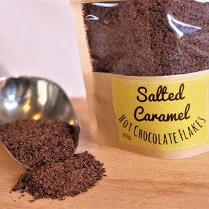 Chocolate caliente con caramelo salado y virutas - Regalo para gourmets - Chocolate gourmet - Caramelo salado - Chocolate caliente - Regalo de cumpleaños - Apto para veganos imagen 4
