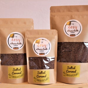 Chocolate caliente con caramelo salado y virutas - Regalo para gourmets - Chocolate gourmet - Caramelo salado - Chocolate caliente - Regalo de cumpleaños - Apto para veganos imagen 5