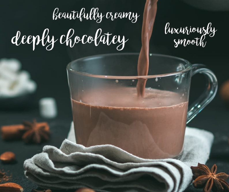 Chocolate caliente con caramelo salado y virutas - Regalo para gourmets - Chocolate gourmet - Caramelo salado - Chocolate caliente - Regalo de cumpleaños - Apto para veganos imagen 6