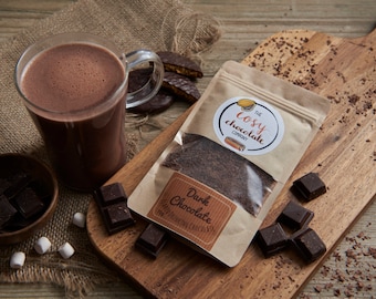 Dark Flaked Drinking Chocolate - Foodie Gift - Gourmet Chocolate - 70% Cocoa - Hot Chocolate - Birthday Gift - Luxury - Vegan Friendly