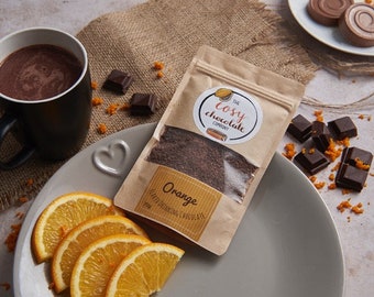 Orange Flaked Drinking Chocolate - Foodie Gift - Dark Chocolate and Orange - Hot Chocolate - Birthday Gift - Vegan Friendly - Luxury