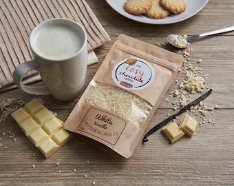 White Vanilla Flaked Drinking Chocolate - Vegan Friendly - Handmade Gourmet Hot Chocolate - Just Add to Milk - Gift - Christmas - Birthday