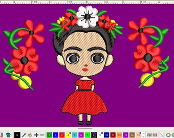 Frida bloemen borduurmachine bestand