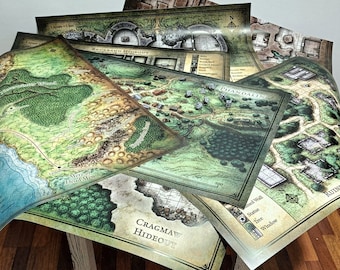 Lost Mine of Phandelver Full-Size Battlemap Prints on Poster Paper or Canvas - 7 Map Bundle Pack - Size 22"x33"in (60x85cm) - 1 Inch Grid