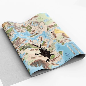 Impression sur toile de carte des royaumes oubliés - Impression de carte de bataille de qualité supérieure sur toile de coton de haute qualité