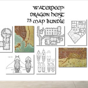 Paquete de mapas de aventuras de Dragon Heist: impresiones de mapas de batalla en papel fotográfico mate o lienzo; paquete de 75 mapas; tamaño 30 x 40 cm (12 x 16 pulgadas)