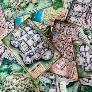 May include: A collection of fantasy role-playing game maps, including Cragmaw Castle, Wave Echo Cave, Ruins of Thundertree, and Phandalin. The maps are printed on thick paper and feature detailed illustrations of the locations.
