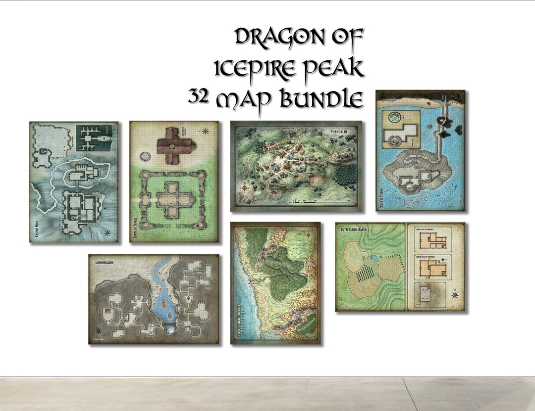 Dragon of Icepire Peak Adventure Map Bundle Quality Prints on Matte ...