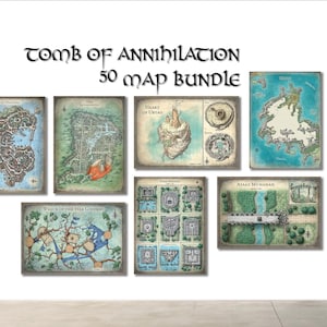 Tomb Of Annihilation Adventure Map Bundle - Hochwertige Schlachtzug Map Drucke auf Mattem Fotopapier oder Leinwand - 50 Maps im Format 30 x 40 cm
