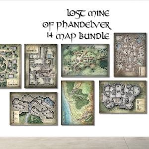 Lost Mine Of Phandlver Adventure Map Bundle - Quality Battlemap Prints on Matte Photo Paper or Canvas - 14 Maps Sized 12"x16" inch (30x40cm)