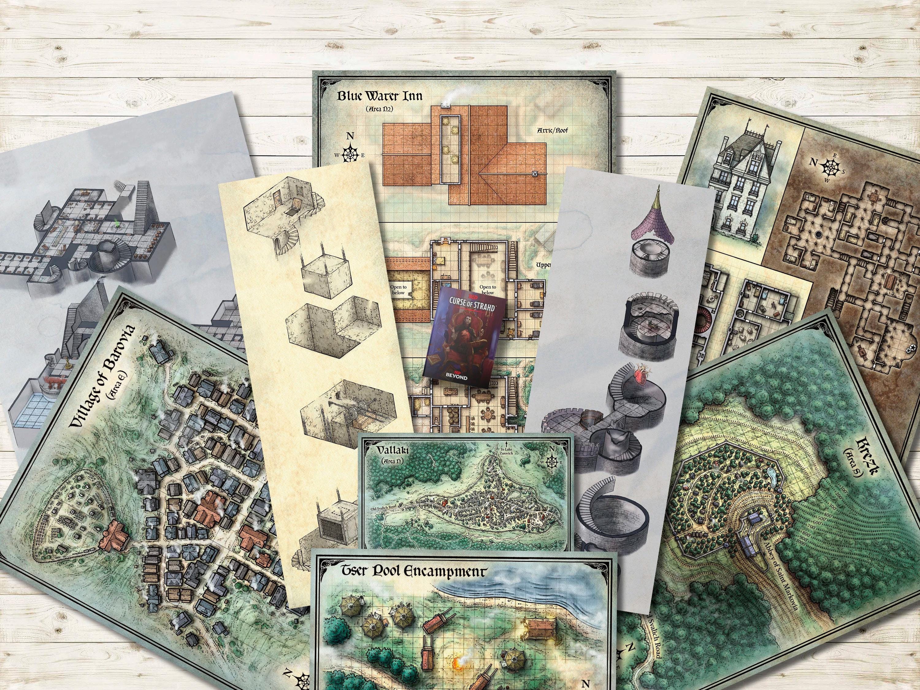 Curse Of Strahd Full-Size True 1" Inch Grid Map Prints on Poster Paper or Canvas - 35 Map Bundle Pack