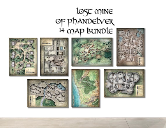 Lost Mine Of Phandelver Adventure Map Bundle - Quality Battlemap Prints on Matte Photo Paper or Canvas - 14 Maps Sized 12"x16" in (30x40cm)
