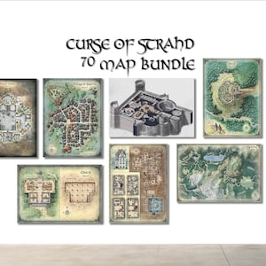 Pacote de Mapas de Aventura Curse Of Strahd - Impressões de mapas de batalha de qualidade em papel fotográfico fosco ou tela - 35 ou 70 mapas de 30 x 40 cm (12" x 16" pol.)