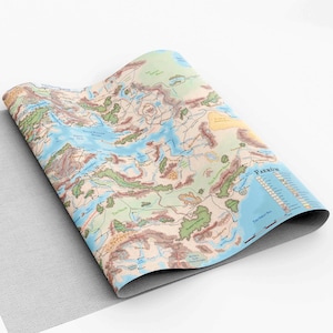 Impression sur toile de carte des royaumes oubliés - Impression de carte de bataille de qualité supérieure sur toile de coton de haute qualité