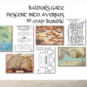 BG Descent Into Avernus Adventure Map Bundle Hochwertige Drucke auf mattem Fotopapier oder Leinwand - 50 Map Bundle-Pack - Größe 30x40cm