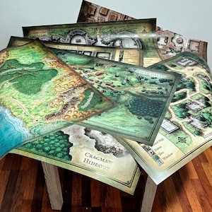 Lost Mine Of Phandelver Full-size avonturenkaartbundel - Kwaliteitsafdrukken op fotopapier of canvas - 7 kaarten, formaat 22 x 33 inch (60 x 85 cm)