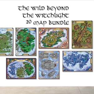 The Wild Außer The Witchlight Adventure Map Bundle - Hochwertige Drucke auf Mattem Fotopapier oder Leinwand - 20 Karten im Format 12"x16""