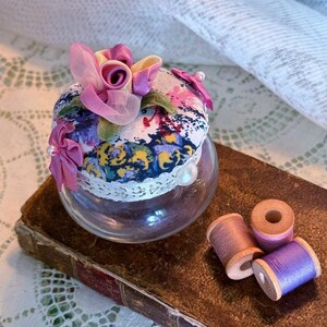 Multi Floral Pincushion Jar