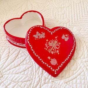 Bijoux coeur en céramique rouge/bijoux/boîte à bonbons