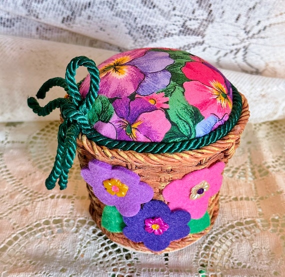 Pink & Purple Pansies Pincushion