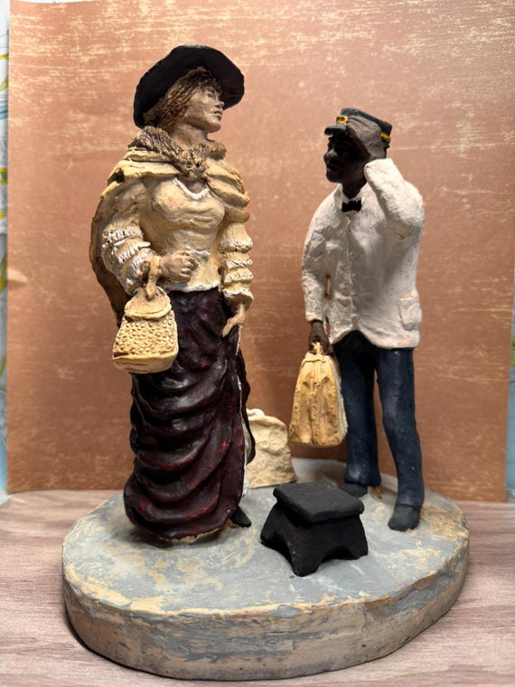 Fred Curtis Railroad Figurine-Porter Helping a Passenger