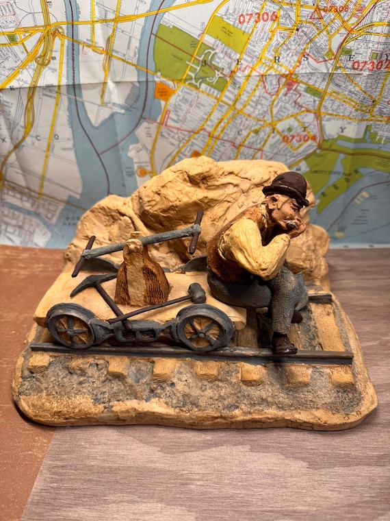 Fred Curtis Railroad Figurine-Taking a Break Laying Rail