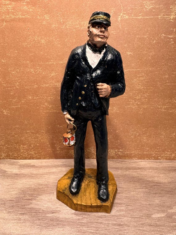 Fred Curtis Figurine-Railroad Track Signalman