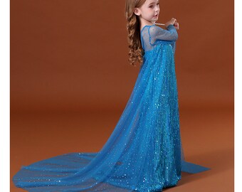 Vestido de princesa Elsa, vestido de cumpleaños de princesa congelada de Elsa, idea de regalo para cumpleaños, Navidad, boda, vacaciones, juegos de rol, etc.