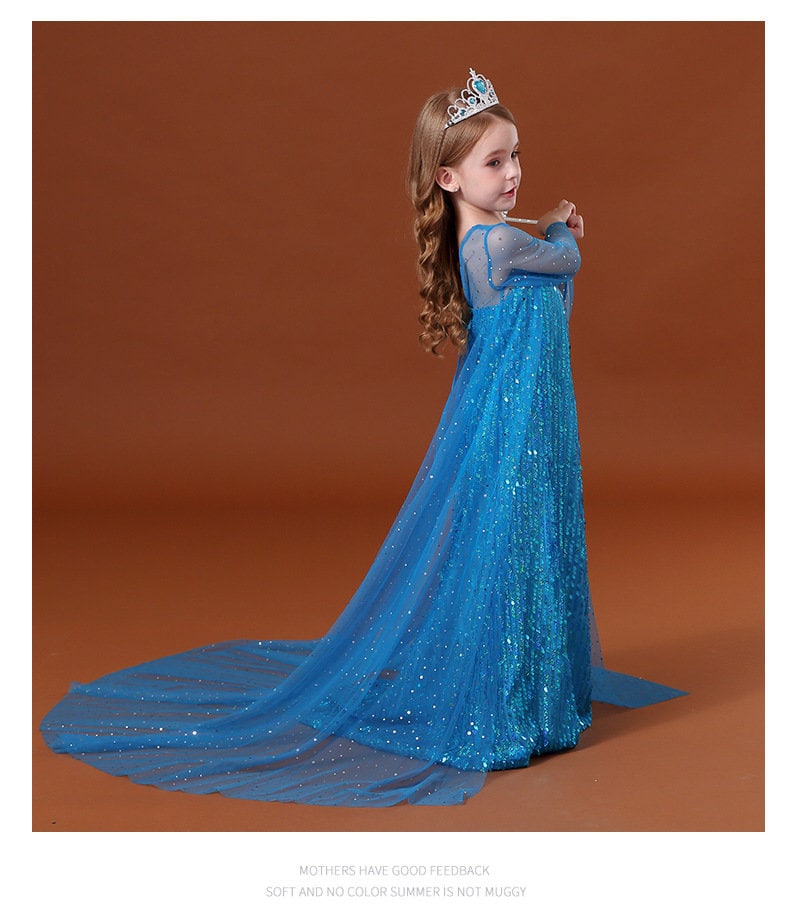 knemmy Elsa Costume for Girl Elsa Dress Frozen Cosplay Princess Dress Up  Clothes Halloween Party Perform Birthday Outfit