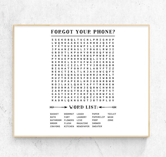 Forgot Your Phone Bathroom Word Search Decal Funny Bathroom Etsy