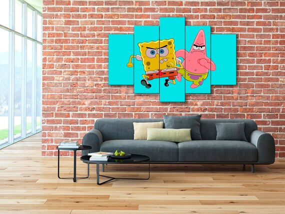 Slapstick Spongebob Squarepants Spongebob Squarepants On Canvas Spongebob Squarepants Wall Art Spongebob Squarepants Art Surreal Comedy